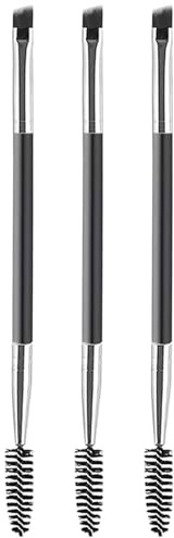 WOLMIK 3 Stück Duo Augenbrauen Bürste, Abgewinkelte Augenbrauen Bürste, Mini Wimpernbürste, Duo Abgewinkelter Augenbrauenpinsel, für Lidschatten, Augenbrauen, Abgewinkelte Augenbrauen