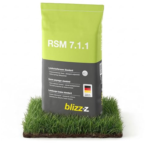 blizz-z RSM 7.1.1 Landschaftsrasen Standard Samen für ca. 500m² - 10kg Sack | Rasensamen - erosionsmindernder Standard Rasen für Rekultivierungsflächen, Verkehrswege in Profiqualität - Made in Germany