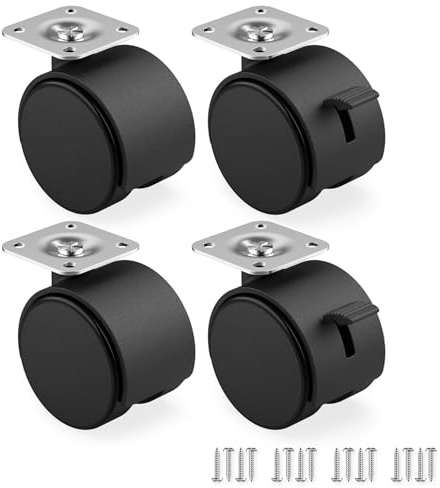 RAVN HAMAN 4er Set Möbelrollen 50 mm - Lenkrollen mit Bremse bis 30 kg pro Rad - Schwenkrollen für Innenmöbel - Transportrollen mit geringem Rollwiderstand