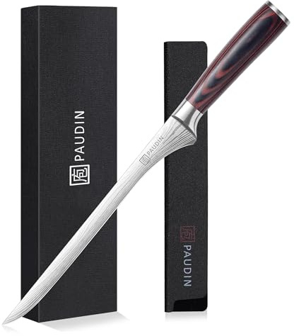 PAUDIN Schinkenmesser 25 cm, Professionelles Küchenmesser | Feine Schneide für hauchdünne gleichmäßige Scheiben von Schinken, Braten und Käse ohne Anhaften