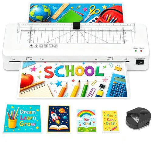Laminiergerät, Laminiergerät A3 Laminiermaschinen mit Eingebauter Papierschneider und Laminierfolien A3 A4 A5 A6 für den Heimgebrauch Büro Schule Fotos