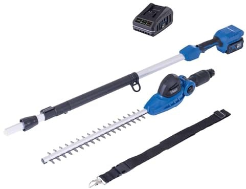 Scheppach Akku Teleskop Heckenschere C-PHS410-X | Schnittlänge 410mm | Aststärke 16mm | Gesamtreichweite 2,6m |11 verschiedenen Winkeln | 20V-IXES-Serie | 10 Jahre Garantie | mit 4Ah Akku & Ladgerät