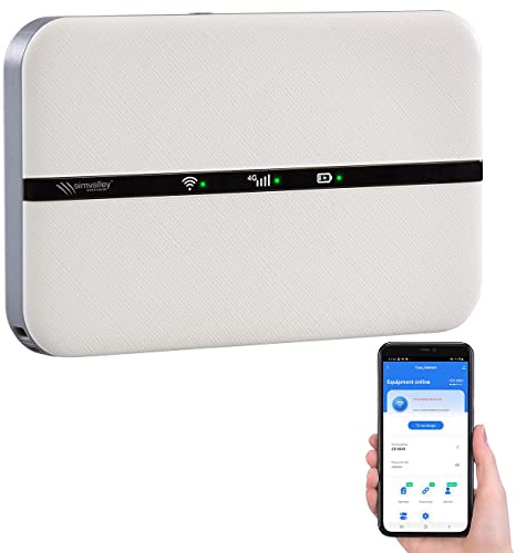 simvalley MOBILE Mobile WLAN Router: Mobiler 4G/LTE-Router im Kreditkartenformat, bis 150 Mbit/s, Akku, App (SIM, Mobiler WLAN mit SIM-Karte, Box)