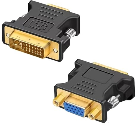 Hukneqn 2 Stück DVI auf VGA Adapter, 24+5 Pin DVI zu Gold-Plated VGA Konverter, 1080P Videoanschluss für Monitore, Computer, Projektoren
