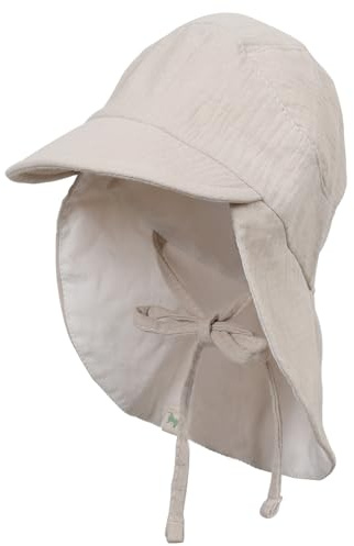 Petinard Label UPF 50+ Musselin Schirmütze Sonnenhut mit Nacken- und Ohrenschutz UV-Schutz für Babys und Kinder - Unisex