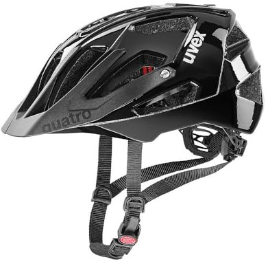 uvex Quatro - sicherer MTB-Helm für Damen und Herren - individuelle Größenanpassung - Verstellbarer Schirm - All Black - 52-57 cm