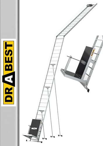 DRABEST - Aufzugleiter für Fotovoltaikanlagen - Lift für Montage von Fotovoltaikmodulen oder Solarelementen - mit Transportwagen - bis 125 kg belastbar - Schrägaufzug aus Aluminium - Klappbar