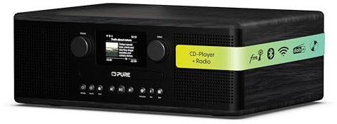 Pure Classic C-D6i – All-in-One Internetradio mit WLAN, DAB+/FM, Bluetooth 5.3, CD-Player, USB, AUX, 150 Speicherplätze, 2X 15W Stereo-Sound, Farbdisplay, Wecker & Sleep-Timer – Schwarz