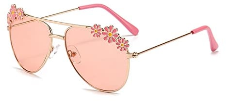 HIFOT Sonnenbrille Kinder für Mädchen, Kinder Pilotenbrille mit Edelstahl Metall Gestel Kleinkind Sonnenbrille Kinder Sonnenbrillen 3-12jahre