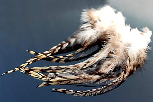 Tigofly 30 Stück weiß natur schwarz durchgestrichen Hahn Hackles Luftschlangen Fliegenfischen Binden Federn Materialien