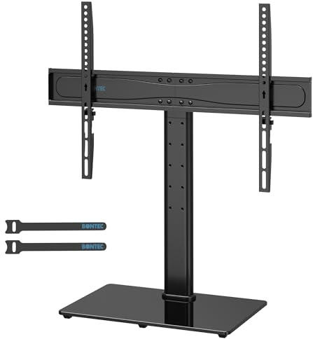 BONTEC TV Standfuss für 26-65 Zoll Fernseher, Höhenverstellbar bis 45kg, Max. VESA 600x400mm, Stabil und Universal, für LCD, LED, OLED, Plasma, Flach & Curved