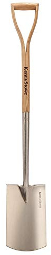 Kent & Stowe Gärtnerspaten – Profi-Spaten aus Edelstahl mit Stiel aus Eschenholz, für Harte und Steinige Böden, Länge: 110 cm