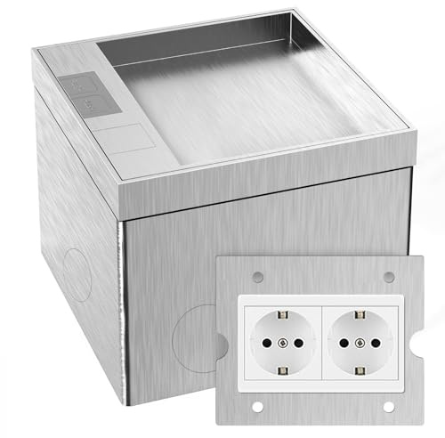 CHENGPI Bodensteckdose Innen,Bodensteckdose Aussen mit Stecker AC 250V/16A,Versenkte Steckdose Wasserdichte Edelstahl Verdeckte Einbausteckdose für Zuhause,Büros/Marmorbodenstecker