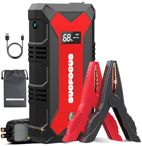 Starthilfe Powerbank für pkw, 4000A Auto Starthilfe Powerbank 12V (Bis zu 9L Benzin/8.5L Diesel), Booster Auto Starthilfe mit Starthilfekabel LED Taschenlampe USB Schnellladung 3.0
