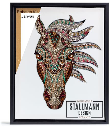 Stallmann Design Schattenfugenrahmen für Leinwände auf Keilrahmen | Farbe: Schwarz | Größe: 40 x 50 cm | Rahmen ohne Glas & Rückwand | mit Montagezubehör