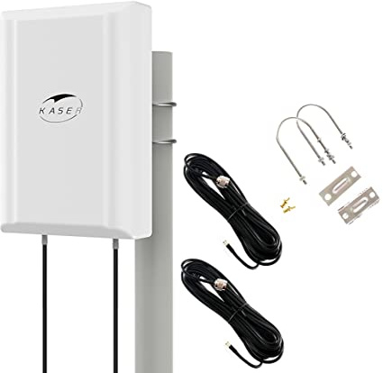 KASER 4G LTE 5G Antenne Outdoor Mimo Richtantenne 698-2700 | 3300-3800 MHz Bis zu 12dBi Verstärkung kompatibel 5g 4g Router N-SMA Ausgang mit TS9 adapter Inklusive Verlustarme Kabel 10 Meter -Model V3