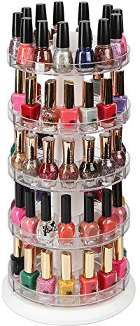 J JACKCUBE DESIGN Drehbarer Acryl-Nagellackständer, drehbares Regal für 115–195 Flaschen, 5-stöckiger Nagellack-Organizer