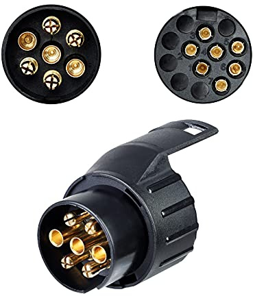 BEIJISTAR Adapter Anhänger 7 auf 13 polig, nach ISO 1724 und 11446 Genormt, AHK für 12V Systeme, 7 Poliger Auto Steckdose zu 13 Poliger Anhänger Stecker, Adapter für Pkw, Kfz und LKW, Anhängerkupplung