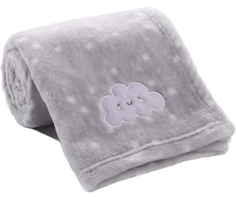 CREVENT Kleine Flauschige warme Baby-Überwurfdecke für Jungen, Kleinkinder, Kinderbett, Kinderwagen, 75 cm x 100 cm, graue Wolke