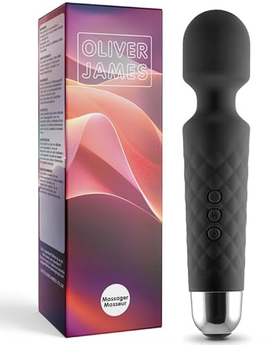 Vibrator für Frauen - Leises und Starkes Massagegerät + Akku - Sexspielzeug mit 20 Vibrationsmuster und 8 Geschwindigkeitsstufen - Kabelloser Dildo für Klitoris, G Spot - Oliver James (Schwarz)
