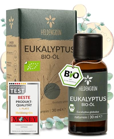 Heldengrün® BIO Eukalyptusöl [100% NATURREIN] - Natürliche Frische - Echtes Eukalyptus Öl aus Austalien - Ideal für Aromatherapie & Kosmetik - Eucalyptus Oil