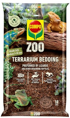 Compo Zoo Terrarien-Substrat für Echsen und andere anspruchsvolle Reptilien - natürliche Pinienrinde für mittelgroße bis große Echsen und andere Reptilien - mittlere Körnung 5-10 mm - 10 Liter