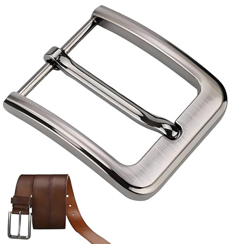 CALLYSONIC Gürtelschnalle Herren, 40 mm Einzelne Zinken Quadratische Gürtelschnallen, Silber Metall Belt Buckle, Ersatz Gürtelschnalle für Männer Frauen Gürtel