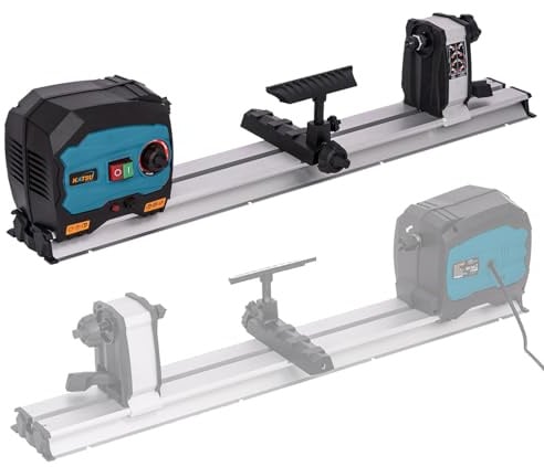 KATSU Mini-Drechselbank, 550 W, elektrische Tisch-Drechselmaschine mit variabler Geschwindigkeit, maximale Werkstücklänge 600 mm, für Heimwerkerprojekte in der Holzbearbeitung