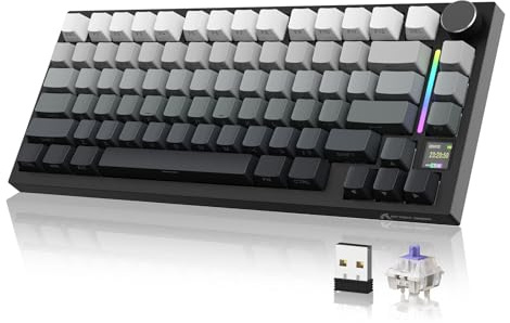 YINDIAO Attack Shark X820 Ultra Gasket Mechanische Tastatur mit TFT-Bildschirm und Knopf, 75% ANSI-Layout, 2,4 GHz/BT/Wired, 5 Sound-Absorbing Foams, Hot-Swap, für PC, MAC (Mondlicht, Gift Switch)