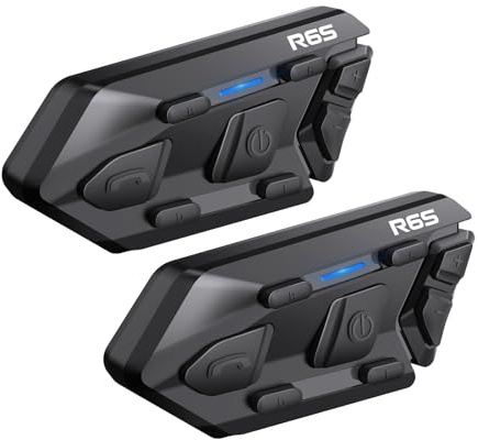 WAYXIN R6S Motorrad Headset Bis zu 6 Motorräder anschließbarr 1200M Wireless Kommunikationssystem für 2 Personen mit Sprachassistent Wasserdicht Freisprecheinrichtung Musikanrufsteuerung