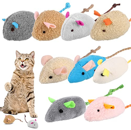 Xinstroe 9 Stück Katzenminzen Spielzeug, Plüsch Katzenspielzeug, 9 Farben | Maus Kitten Spielzeug mit Katzenminze Mäuse Catnip Toy katzenspielzeug fur Katze und Kitten