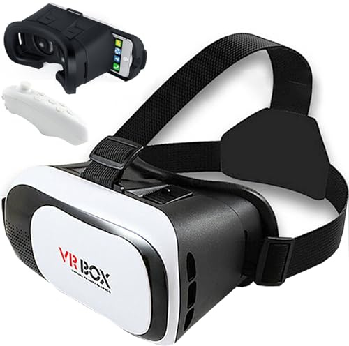 Retoo VR Brille für Handys 3.5 – 6.3 Zoll, Fernbedienung und 360° Viewer, VR Headset Brille kompatibel mit Android, iOS, iPhone, Samsung, Moto, LG, Huawei, Asus, VR-Zubehör, Weiß