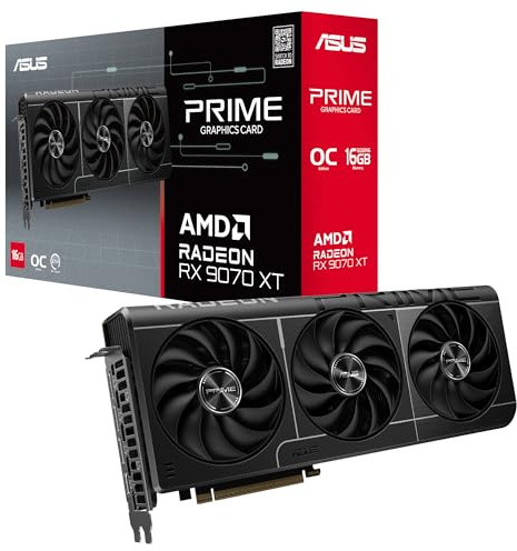 ASUS Prime Radeon RX 9070 XT OC Edition 16GB GDDR6 Gaming Grafikkarte (AMD Radeon RX9070XT, PCIe 5.0, 1x HDMI 2.1b, 3X DisplayPort 2.1a, 2.5-Slot-Design, PRIME-RX9070XT-O16G)