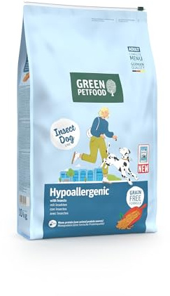 Green Petfood InsectDog Hypoallergen (1 x 10 kg) | Adult | Premium Trockenfutter für ausgewachsene allergische Hunde | getreidefrei mit Insektenprotein | nachhaltiges Hundefutter | (1er Pack NEU)