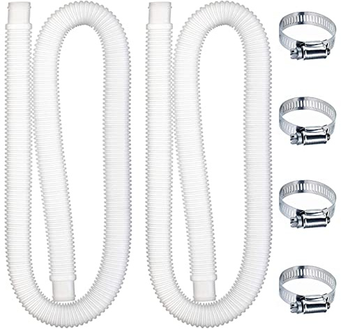 Umelee 2 Stück Poolschlauch 32mm, Schwimmbad-Ersatzschlauch 1,5 m lang mit 4 Metallklemmen, Poolfilterschlauch, Poolpumpenschlauch für Oberirdische Pools