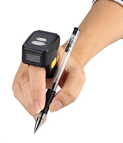 Eyoyo Ring 1D 2D QR-Barcode-Scanner, tragbar, drahtlos, Finger-Mini | Kompatibel mit Windows, Mac OS, Android 4.0+, iOS, Scannt QR PDF417 DataMatrix auf Bildschirm