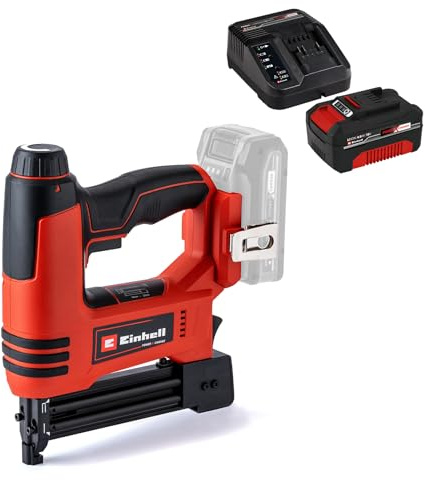 Einhell Akku-Nagler TE-CN 18 Li Power X-Change (Li-Ion, 18V, Tacker und Nagelpistole, max. 20 Schuss pro Minute, inkl. 300 Nägel, inkl. 300 Klammern, inkl. 4.0 Ah Akku und Ladegerät)