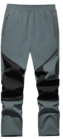 WILLIT Kinder Softshellhose Gefüttert Schneehose Thermohose Jungen Mädchen Skihose Winter Wasserdicht Wanderhose Winddicht mit 3 Taschen Dunkelgrau M