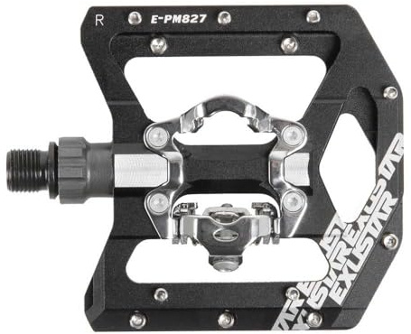 Exustar E-PM827 Kombi-Pedal aus Aluminium, MTB+BMX Duo-Pedal, austauschbare Pins, CrMo-Achse, SPD-kompatibel, klickpedal, SPD-Pedal, 397 g