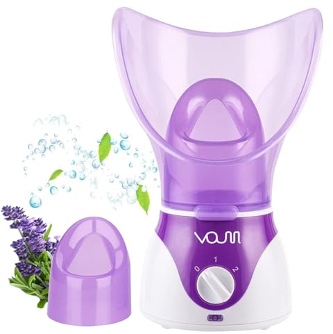 Gesichtsdampfer, VOUM Gesichtsdampfer für die Gesichtsreinigung, Zuhause, Gesichtssauna, Spa, Nebenhöhlen, Luftbefeuchter, Zerstäuber, warmer Nebel, entsperrt Poren, Unisex (lila)