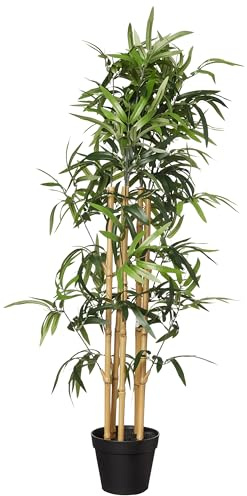 Amazon Basics künstliche Bambus pflanze mit Kunststoff-Blumentopf, 100 cm, Grün