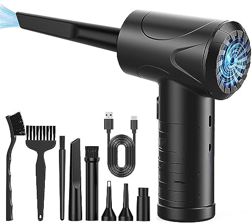 Elektrische Staubgebläse, 3-Gang 91000 U/min Compressed Air Duster, USB Wiederaufladbar Druckluftspray PC Reinigungsset Mit 6000mah Akku für Laptop,Tastatur,Auto,Bürogeräte,Sofa