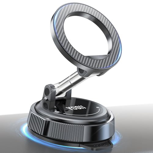 YOSH für MagSafe Autohalterung, Handyhalterung Auto Magnet | Super-Vakuum-Saugnapf, sicher bei Hitze, 22×N56-Magnete, 360° drehbarer langer Arm für iPhone Samsung Pixel