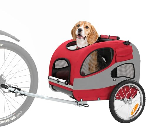 SEPNINE® Fahrradanhänger für Hunde, Hundeanhänger für Fahrrad - faltbar, mit Sicherheitsreflektoren, Aufbewahrungstasche, eingebauten Polstern und Sicherheitsseilen, maximale Tragfähigkeit 30 kg