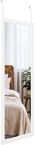 Dripex Wandspiegel Türspiegel 45x119cm höhenverstellbar bruchsicher Weiß | Bruchsicherer Flurspiegel, höhenverstellbarer Hängespiegel mit Haken, HD-Spiegel für Flur, Garderobe und Schlafzimmer