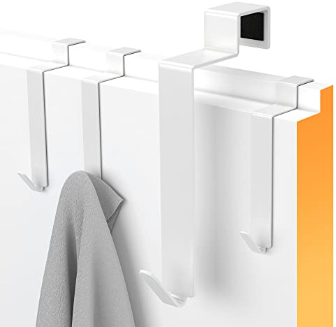 MDCASA Türhaken zum Einhängen Innenseite 4er-Set mit Filzpad, Weiß | Kleiderhaken und Garderobenhaken für die Tür Innenseite, für alle gängigen Türen, leises Schließen dank Filzpad, ohne Bohren