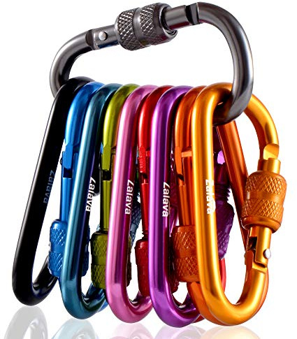 Zalava Neu Mini Schlüsselanhänger Karabiner, 6cm Karabiner mit Schraubverschluss Mehrfunktionale Karabinerhaken für Camping, Angeln, Wandern Oder Reisen (10 Farben)