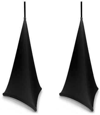 BeamZ LSS12B Lycra Lautsprecherständer Abdeckung, Schwarz, 2er Set, 120 cm | Stretch Cover für Stative, Stativsegel, Husse für Stative, Dreibein, Stativ Bezug für DJ, Gastro, Events