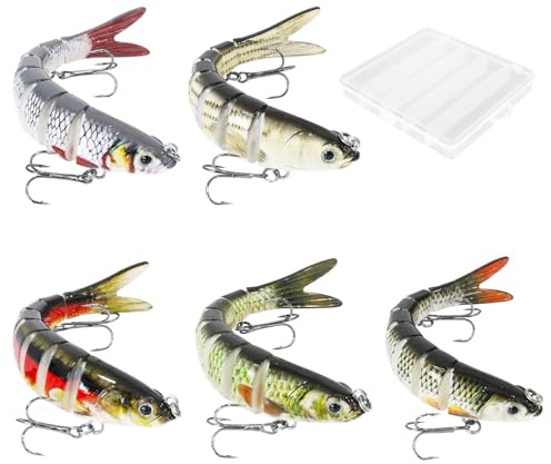 5 Stück Hecht Köder, Kunstköder Wobbler Hecht, Fisch Köder 14cm/26g, Swimbait lebensechter für Zander Barsch Forellen, Geschenke Geburtstagsgeschenk für Männer Papa