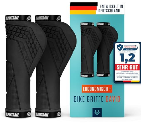 Alphatrail ZeroPlus Fahrradgriffe ergonomisch mit Flügelgriff & Handballenauflage, Lock-On Lenkergriffe 22,2 mm, 1 Paar, Ergo-Griffe für Fahrrad, E-Bike, Trekking & City